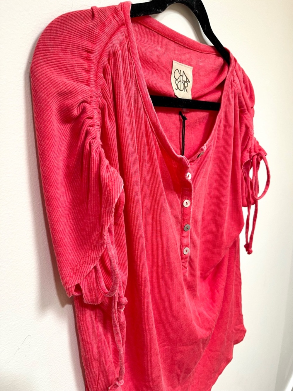 Chaser vintage ribbed short-sleeve henley size Large - Picture 4 of 7